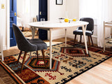 Beige southwestern kilim rug, flat lay view