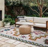 Ivory abstract rug in a bedroom setting