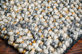 Close-up of charcoal grey rug loop texture