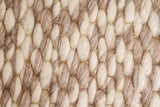 Taupe beige honeycomb weave wool rug flat view