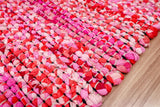 Chindi rag rug styled with colorful home decor