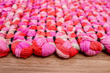 Pink rag rug corner detail