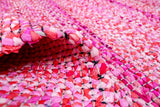 Pink multi chindi rag rug, flat lay view