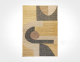 Minimalistic abstract jute rug, flat lay view