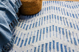 Blue kilim rug styled in a living room