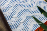 Close-up of blue abstract kilim weave texture