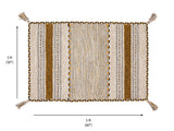 Overhead view of ivory kilim rug
