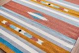 Close-up of rainbow stripe weave pattern