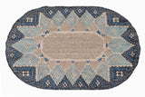 Blue Moroccan oval indoor outdoor rug, flat view