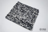 Ivory black textured wool rug, flat lay view