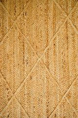Diamond braided jute rug, full flat view