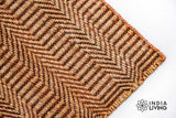 Orange jute rug pile close-up texture shot
