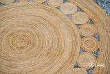 Round jute rug medallion close-up