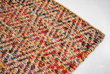 Natural multicolour diamond jute rug, flat lay view