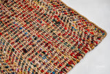 Natural multicolour chevron striped jute rug, flat lay view