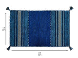 Texture close-up of blue kilim rug