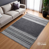 Grey Moroccan cotton chenille kilim rug flat lay full view