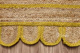 Detail shot of natural jute fiber texture in yellow