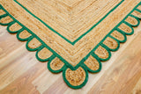 Green scalloped jute rug texture detail shot