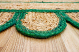 Green scallop jute rug full room lifestyle view