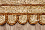 Brown scallop jute rug full room lifestyle view