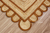 Brown jute rug corner detail showing braided texture