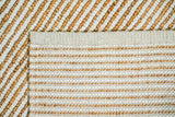 Natural ivory wool jute rug corner detail with stripe pattern