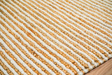Natural ivory wool jute rug laid flat, full pebble weave stripe view