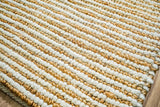 Handwoven Natural Ivory Striped Pebble weave Chunky Wool Jute Rug - Scandinavian Sustainable Modern Decor, Custom made in all sizes