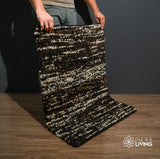Multicolour handcarded wool rug, flat lay view