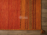 Orange Kilim Rug, Handwoven Diamond Flatweave Cotton Rug