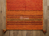 Orange Kilim Rug, Handwoven Diamond Flatweave Cotton Rug