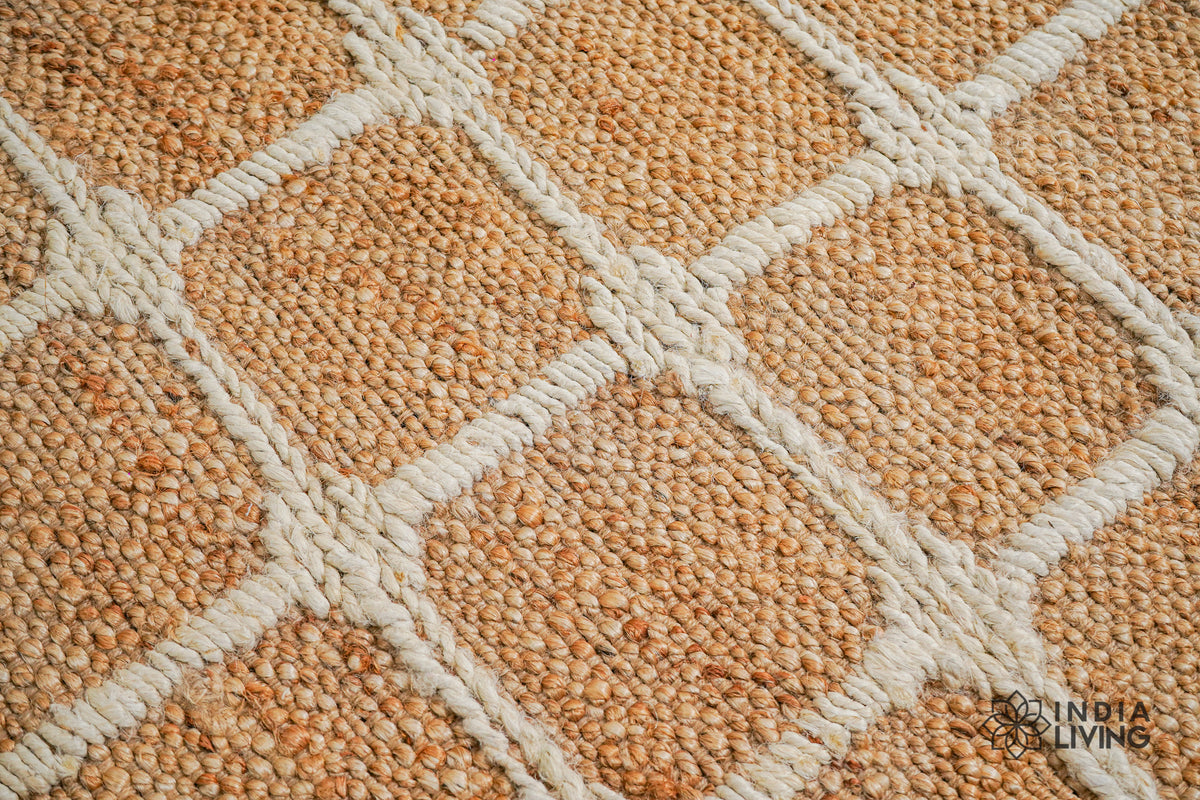 Jute rug shown at full size on wood flooring