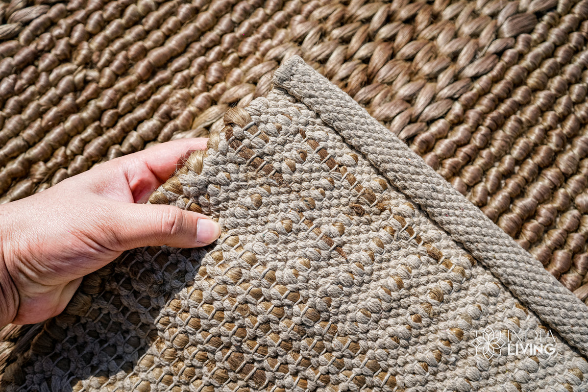 Natural beige jute rug in a minimalist decor setting