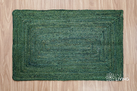 India Living Jute Rug Dyed Green Flatweave