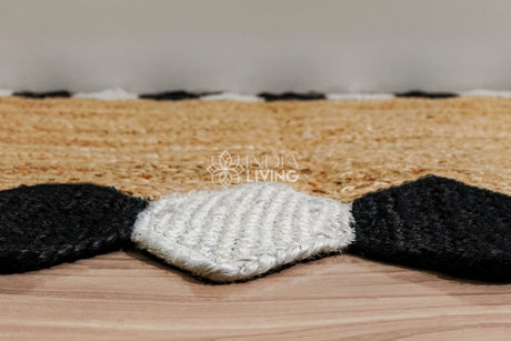 India Living Jute Braided Rug – natural jute with black and white border