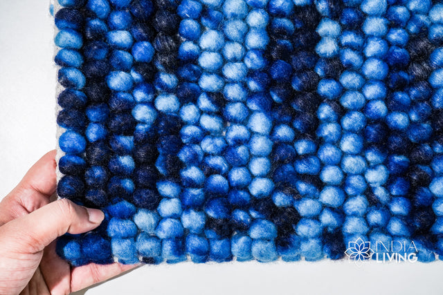 Wool cotton space dye rug, flat lay view