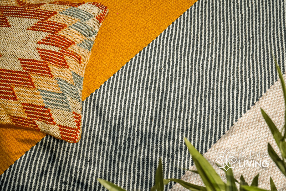 Multicolour wool rug in natural daylight