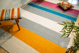 Multicolour Striped Wool Rug, Handwoven