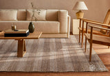 Striata jute rug styled in a living room