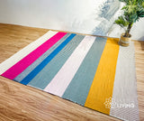 Multicolour Striped Wool Rug, Handwoven