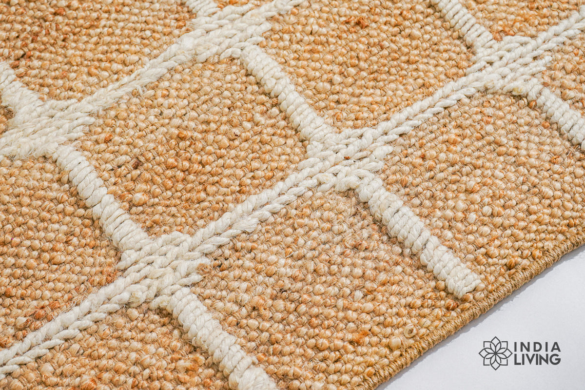 Natural jute rug in a coastal styled entryway