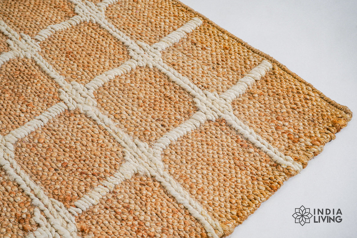 Natural jute rug in a farmhouse decor setting