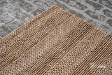 Close-up of schumack weave texture on jute rug