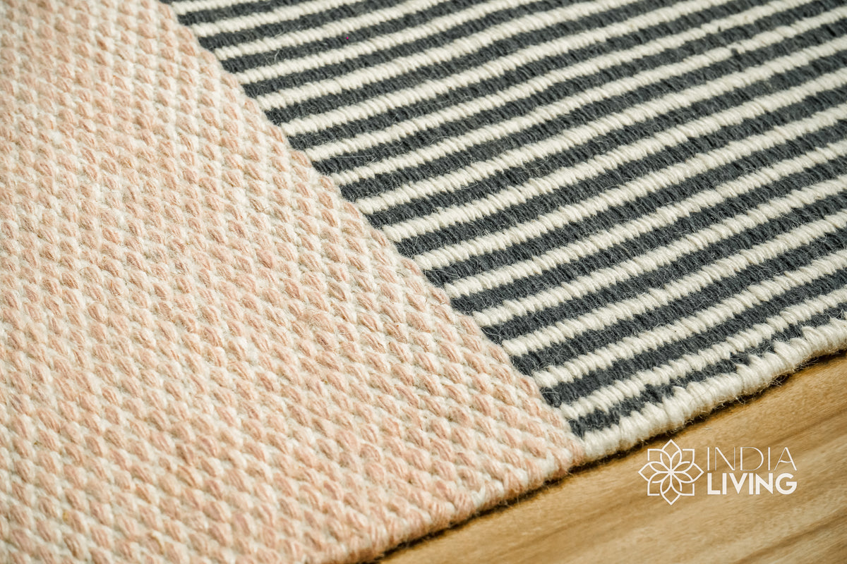 Multicolour wool rug in a cozy dining room setting