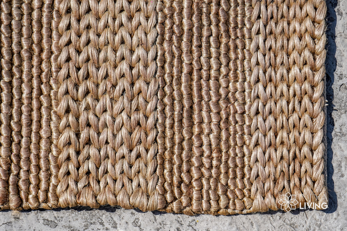 Jute rug texture close-up under natural light