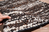 Handcarded wool rug in natural daylight