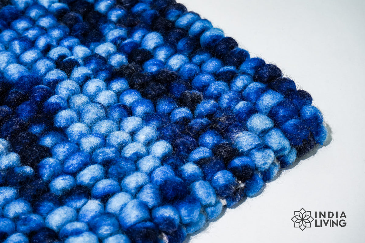 Space dye rug texture close-up under natural light