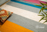 Striped wool rug in a modern living space