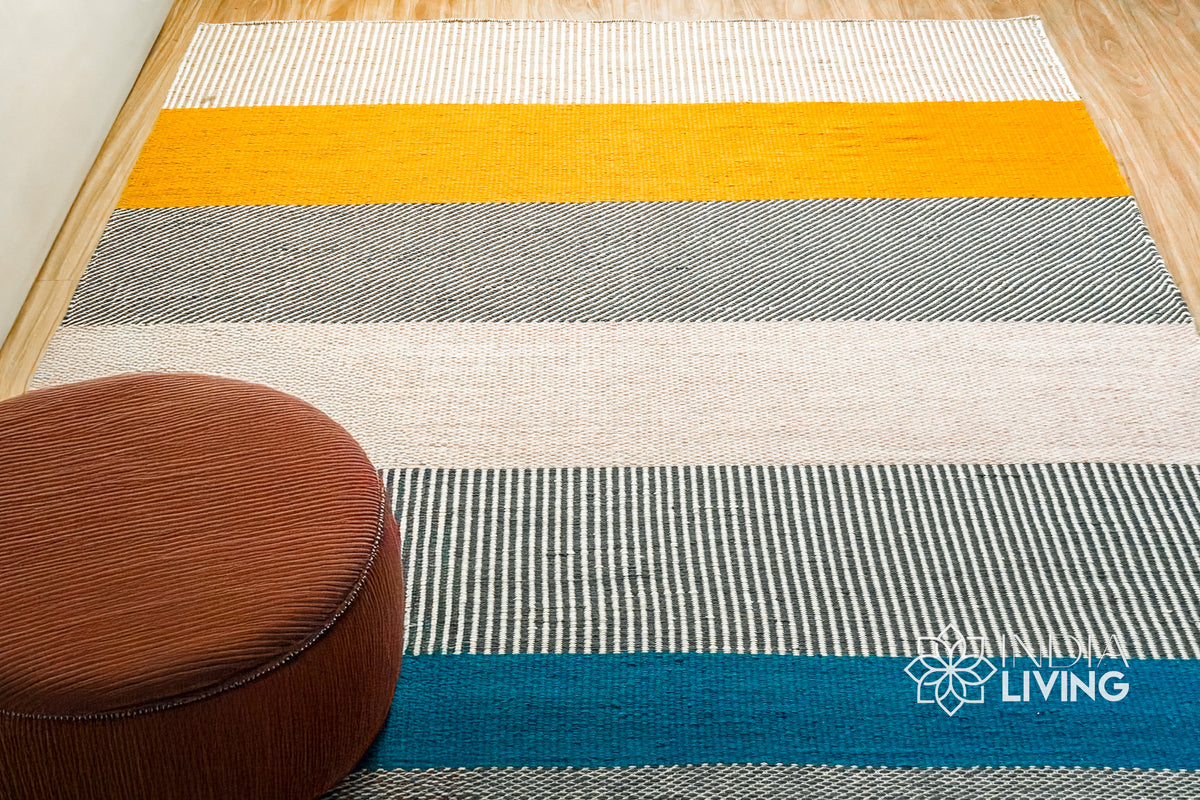 Striped wool rug corner detail